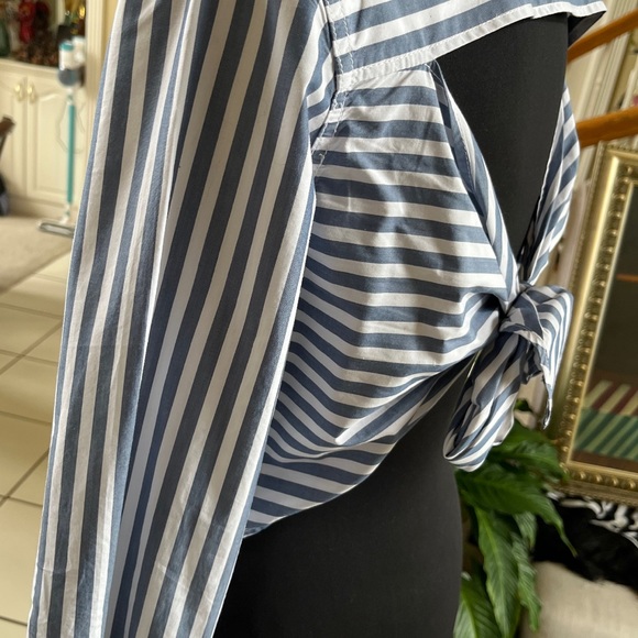 The Des Open-back Striped Shirt In Blue Lagoon Size 3 Large - Picture 6 of 10